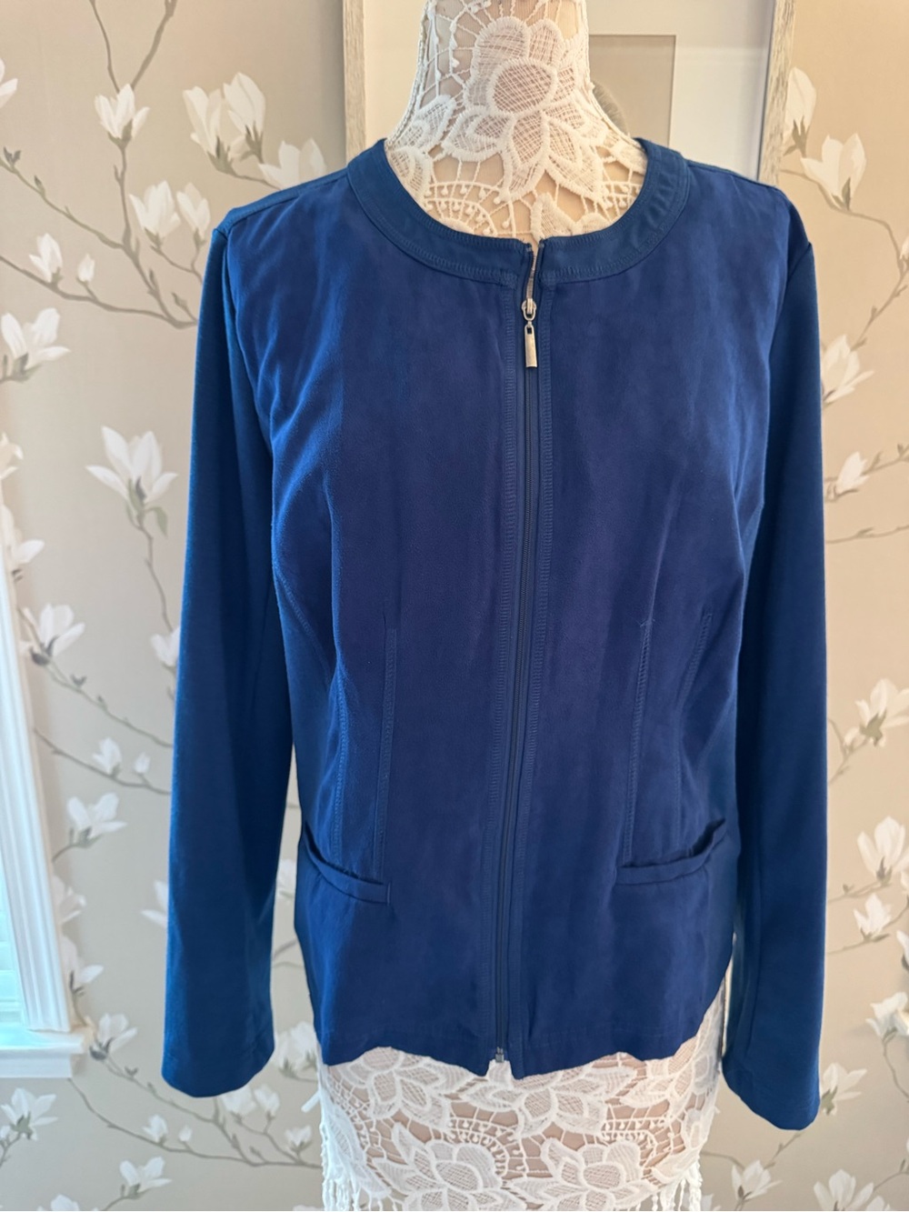 Studio Works Royal Blue Zip-Front Blazer Jacket